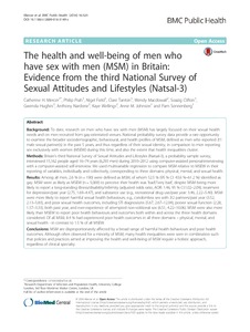 The health and well being of men who have sex with men MSM in